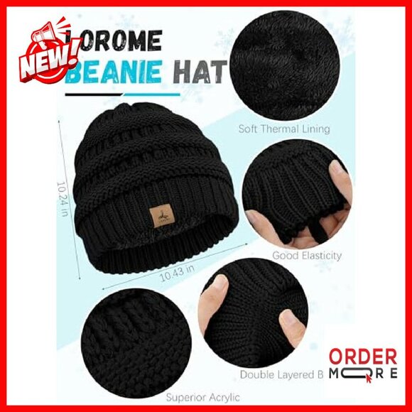 Warm Fleece Knit Beanie Scarf Gloves Set Touch Screen Winter Accessories main image 5